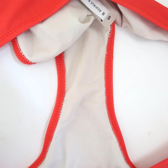 SOLID & STRIPED Red halter bikini top L bottom S - Picture 6 of 6